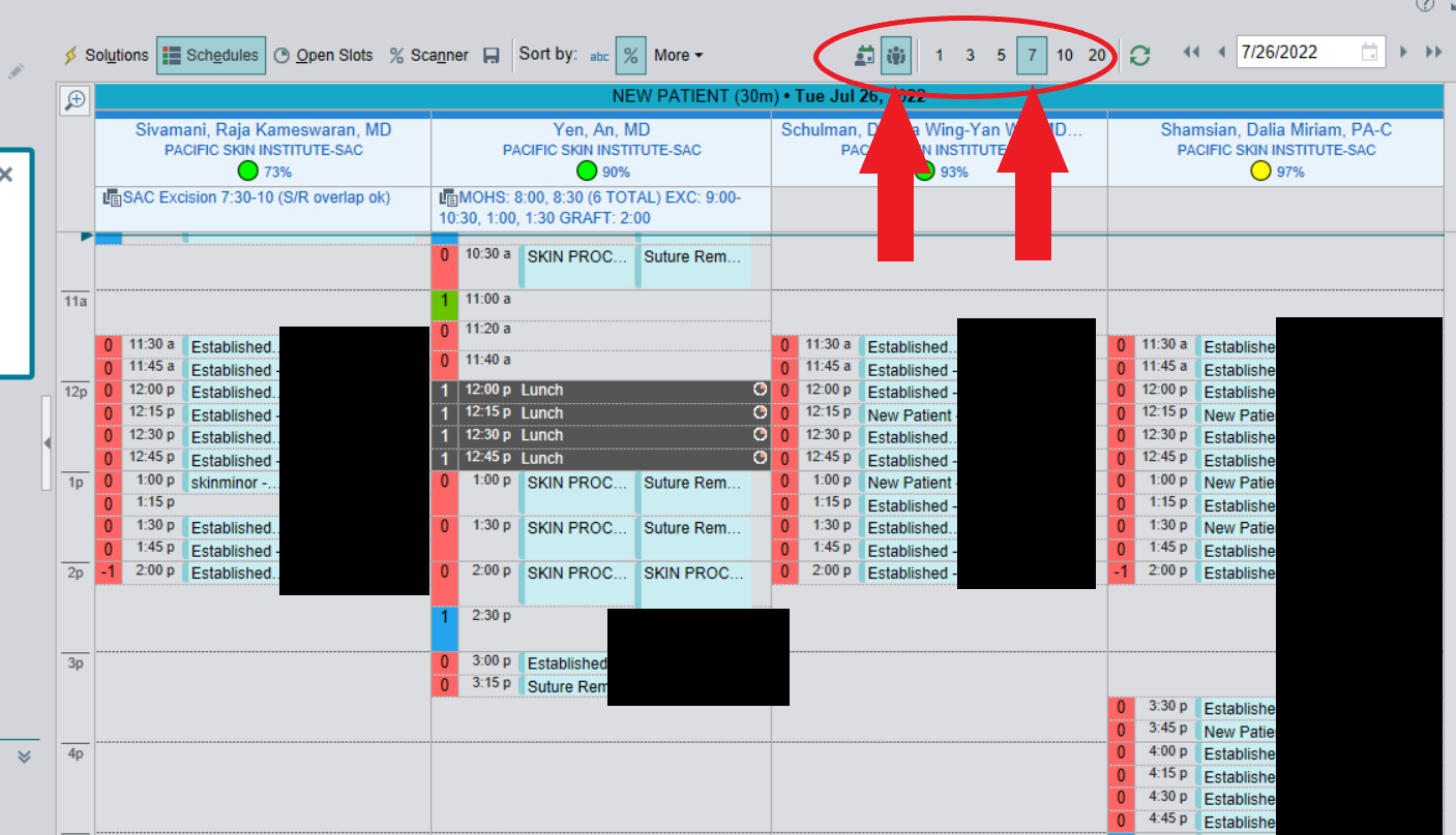 Formatting Schedule View Multiple Providers CareDesk